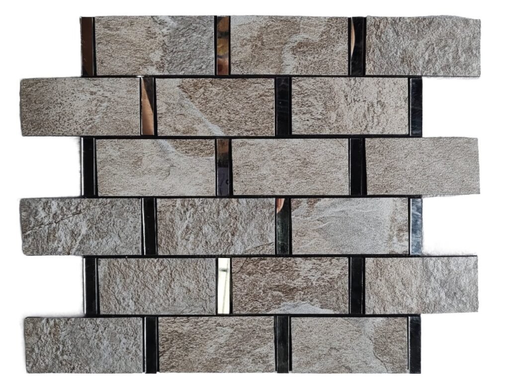 Grey Brown Stone Strip Metal Mosaic Tile mosaic tile