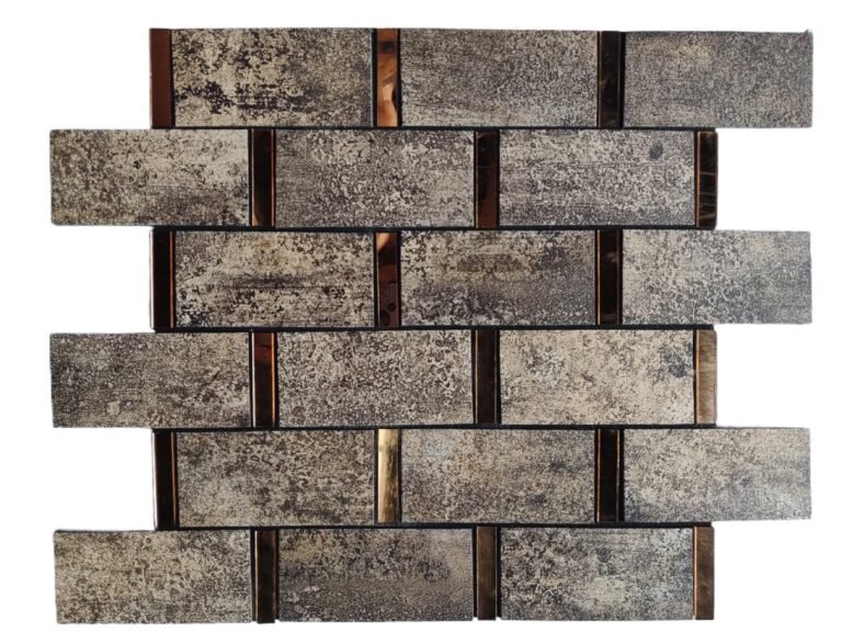 Grey Brown Stone Strip Metal Mosaic Tile CM-MT-516 mosaic tile