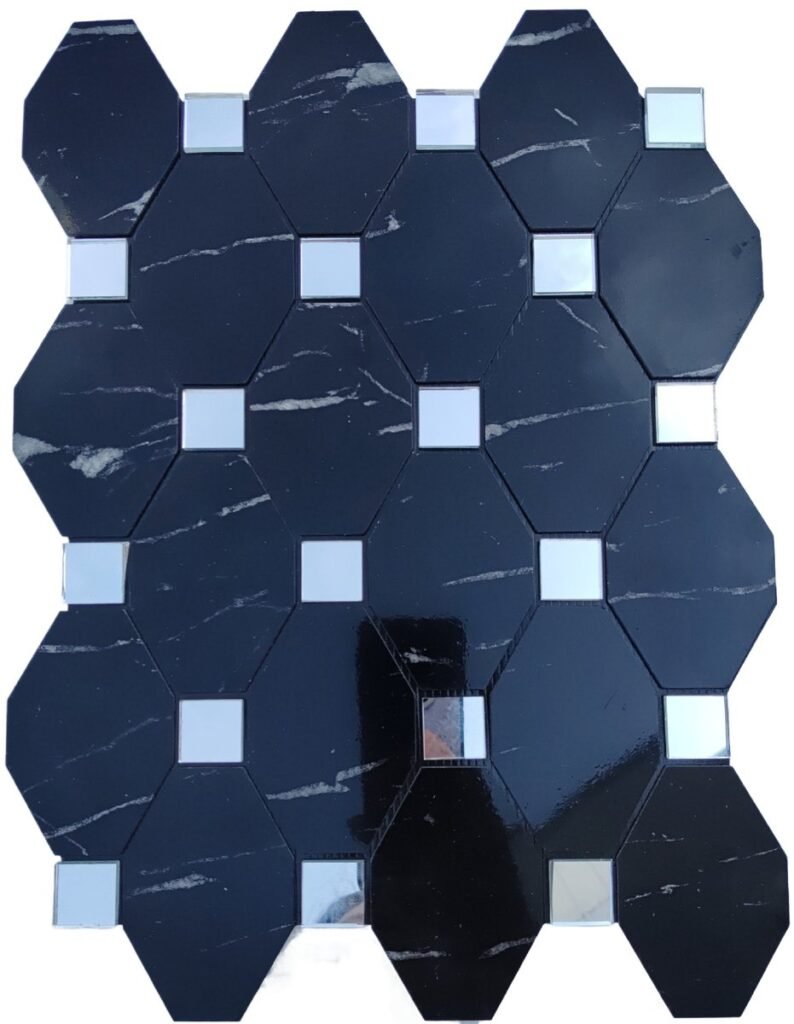 Navy Blue Long Hexagon Metal Mosaic Tile mosaic tile