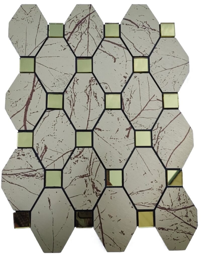 Green Grey Stone Long Hexagon Metal Mosaic Tile mosaic tile