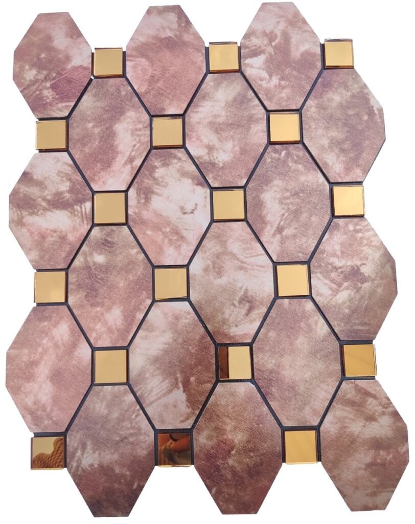 Rose Pink Long Hexagon Metal Mosaic Tile mosaic tile