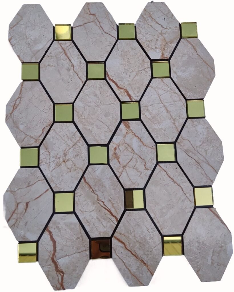 Silver Green Long Hexagon Metal Mosaic Tile CM-MT-533 mosaic tile