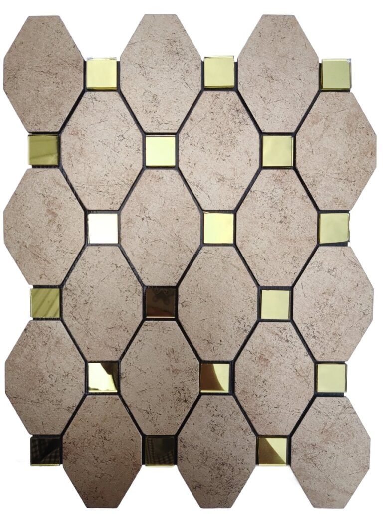 Tan Brown Long Hexagon Metal Mosaic Tile mosaic tile
