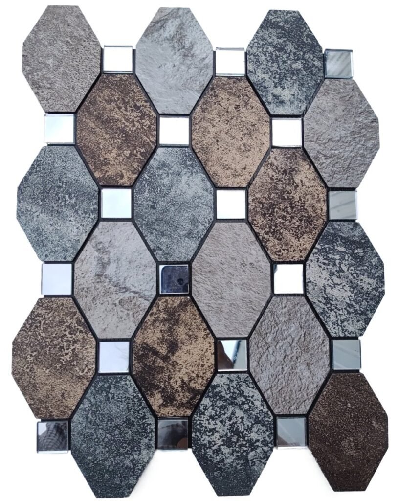 Grey Brown Long Hexagon Metal Mosaic Tile mosaic tile