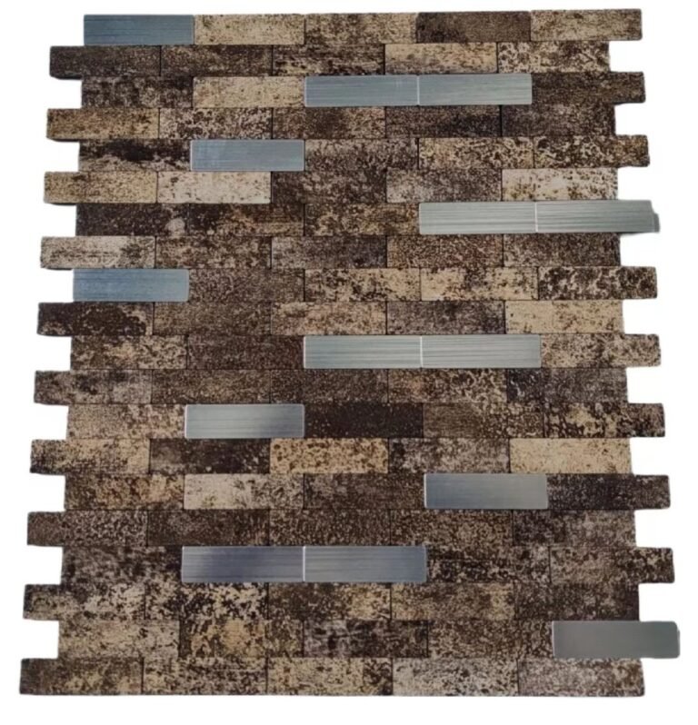Brown Grey Stone Strip Metal Mosaic Tile CM-MT-547 mosaic tile