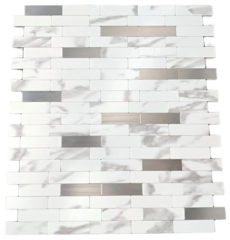 White Silver Marble Strip Metal Mosaic Tile mosaic tile