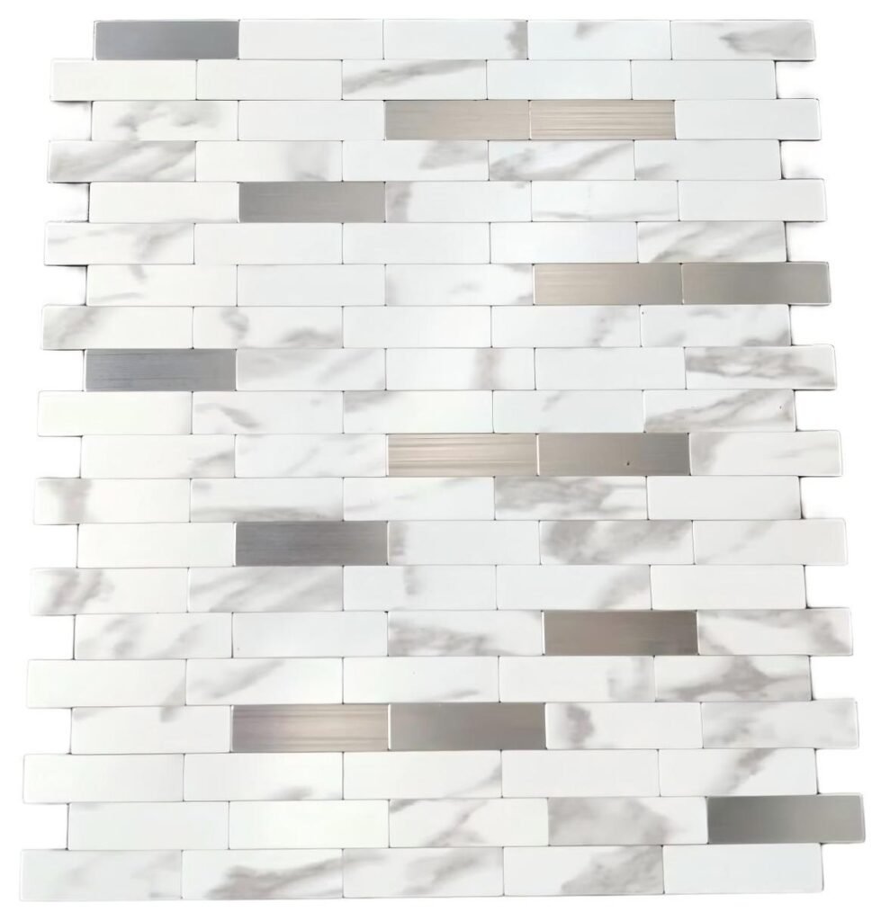 White Silver Marble Strip Metal Mosaic Tile mosaic tile