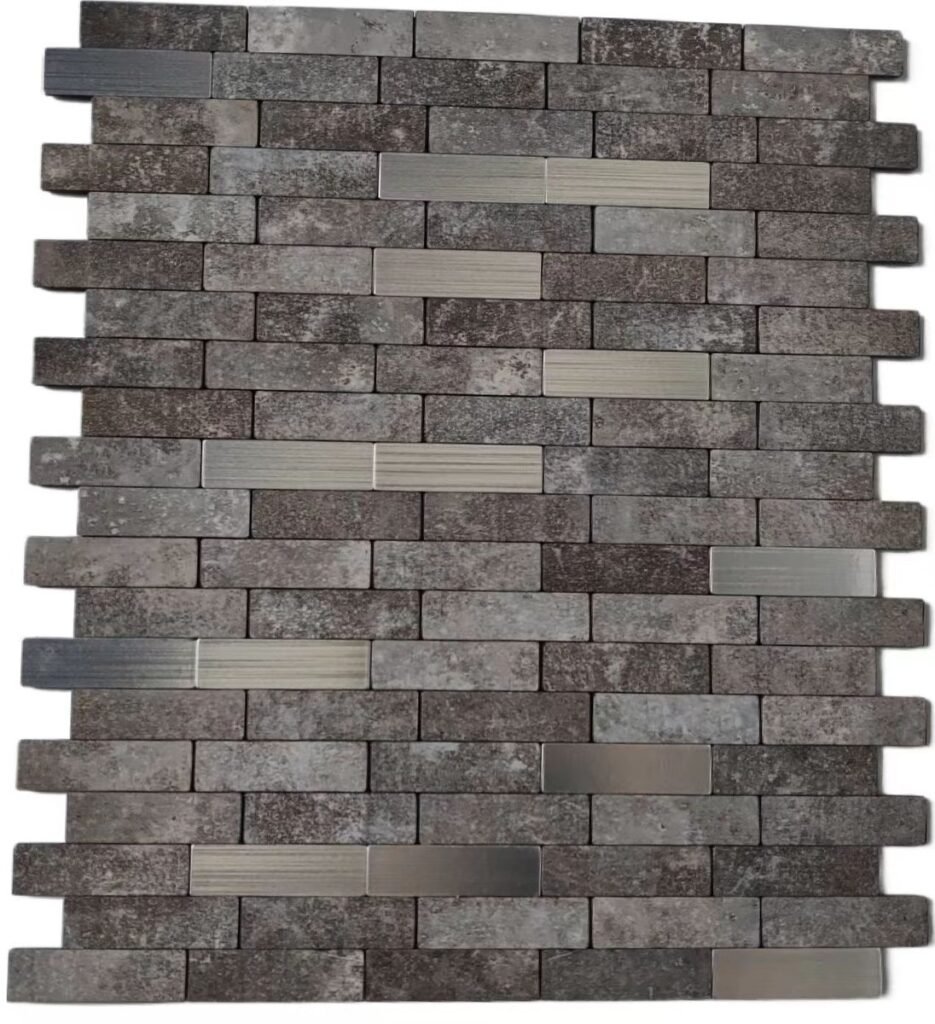 Grey Stone Strip Metal Mosaic Tile CM-MT-555 mosaic tile