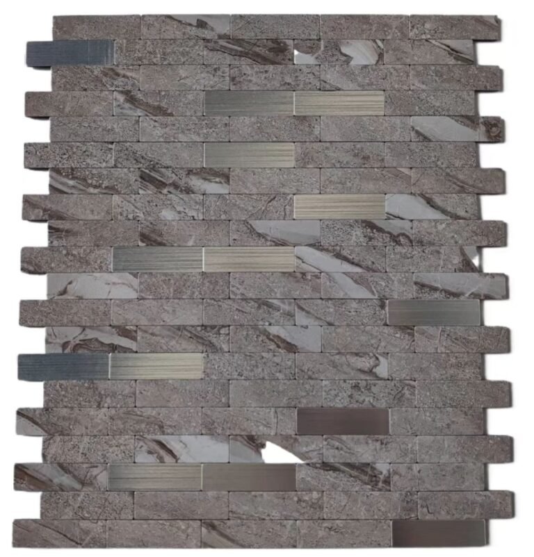 Grey Silver Marble Strip Metal Mosaic Tile mosaic tile