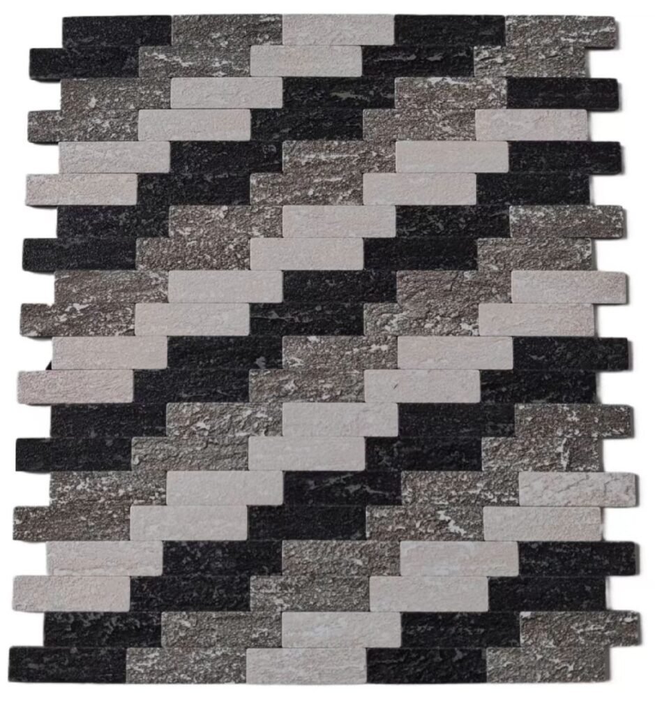 Black Grey White Marble Strip Metal Mosaic Tile mosaic tile