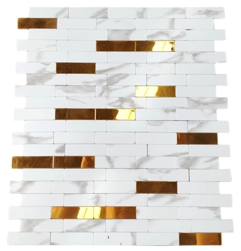 White Marble Gold Strip Metal Mosaic Tile mosaic tile