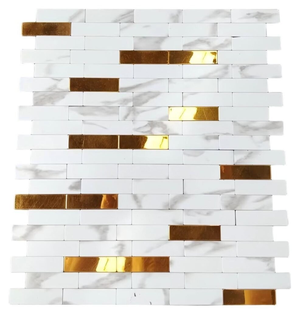 White Marble Gold Strip Metal Mosaic Tile mosaic tile
