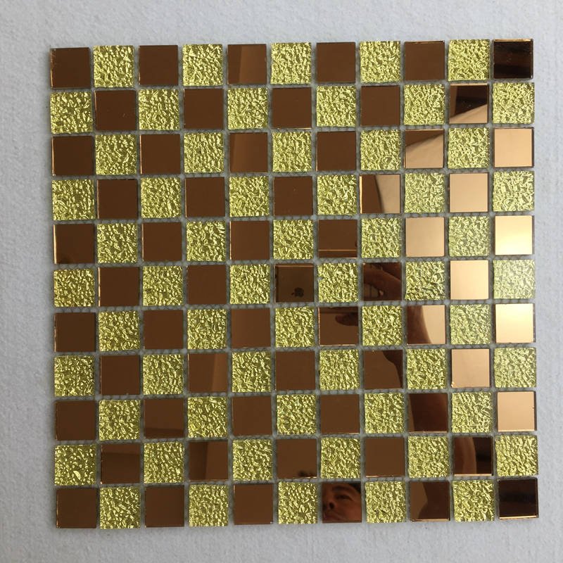CM-ZQ-003 Gold and Bronze Mixed Format Self-Adhesive Glass Mosaic Tile mosaic tile