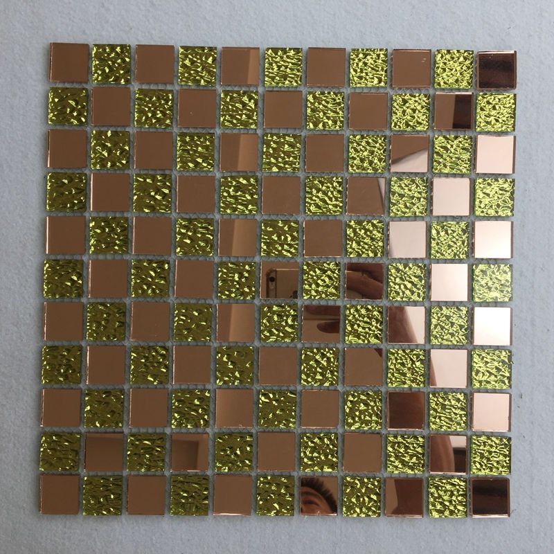 CM-ZQ-004 Gold and Copper Mixed Format Self-Adhesive Glass Mosaic Tile mosaic tile