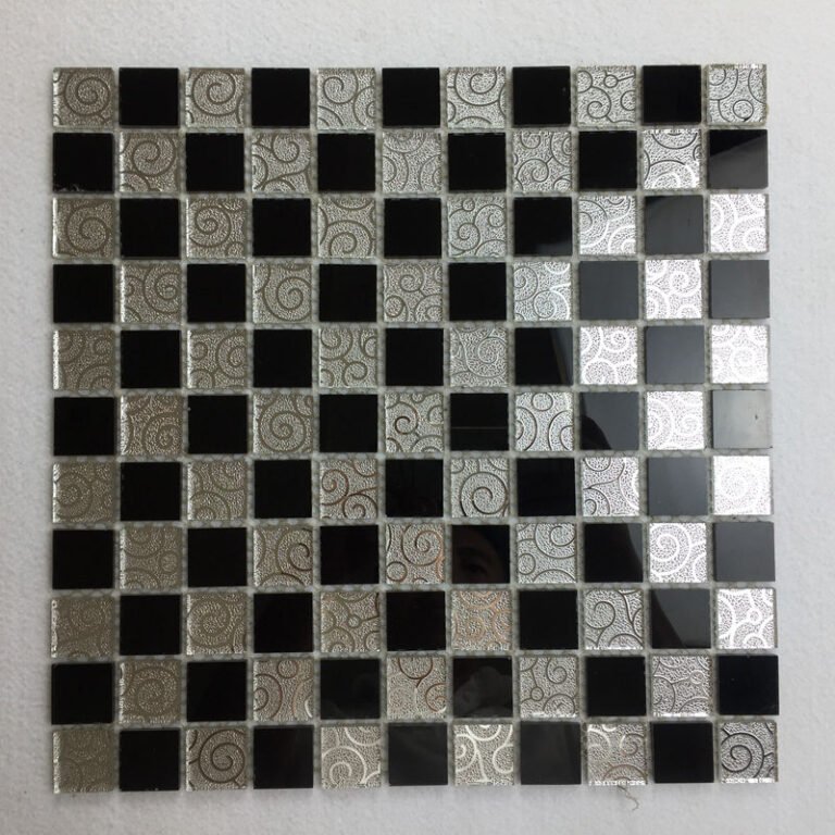 CM-ZQ-005 Black and Silver Mixed Format Self-Adhesive Glass Mosaic Tile mosaic tile