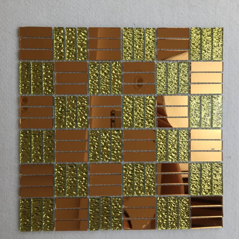 CM-ZQ-008 Gold and Copper Mixed Format Self-Adhesive Glass Mosaic Tile mosaic tile