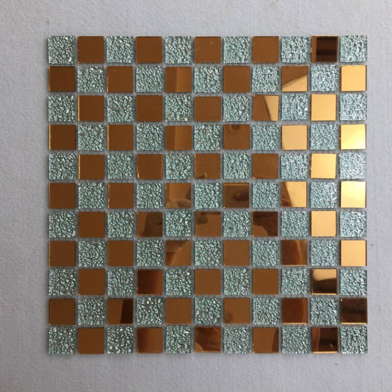 CM-ZQ-011 Copper and Silver Mixed Format Self-Adhesive Glass Mosaic Tile mosaic tile