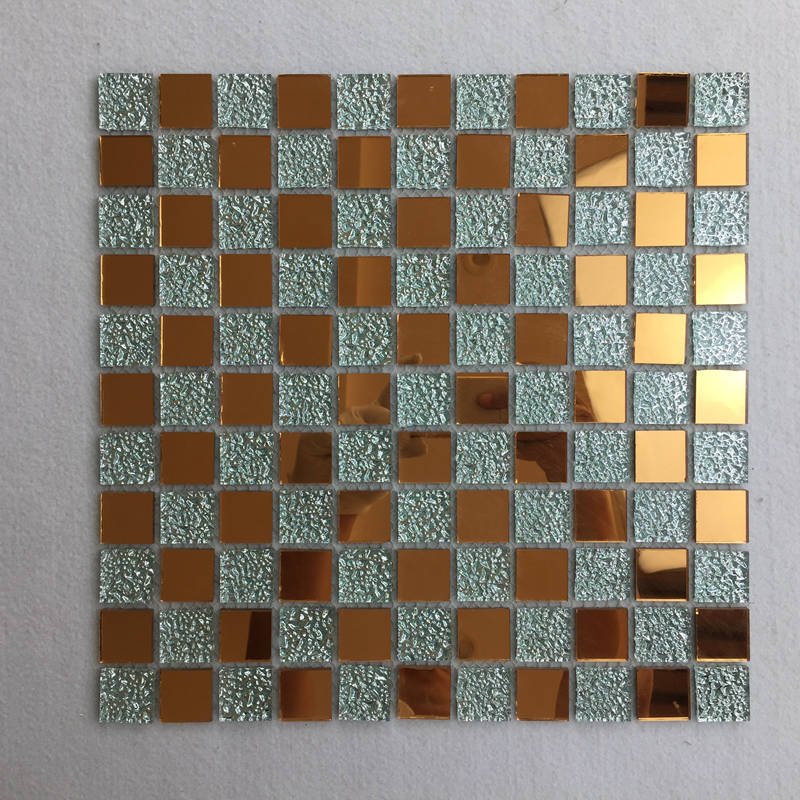 CM-ZQ-011 Copper and Silver Mixed Format Self-Adhesive Glass Mosaic Tile mosaic tile