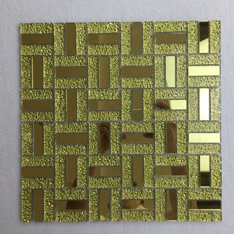 CM-ZQ-012 Gold Basketweave Self-Adhesive Glass Mosaic Tile mosaic tile