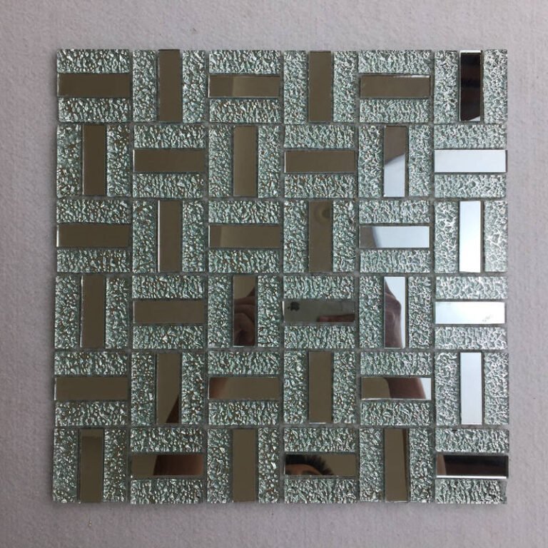 CM-ZQ-013 Silver Basketweave Self-Adhesive Glass Mosaic Tile mosaic tile