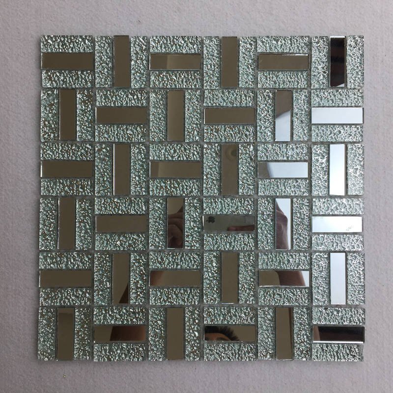 CM-ZQ-013 Silver Basketweave Self-Adhesive Glass Mosaic Tile mosaic tile