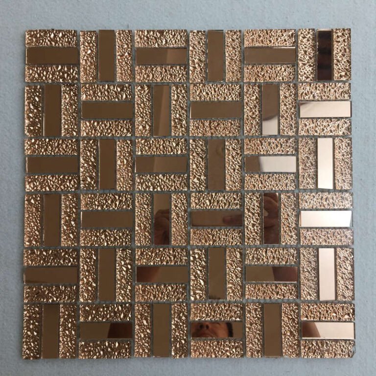 CM-ZQ-014 Rose Gold Basketweave Self-Adhesive Glass Mosaic Tile mosaic tile