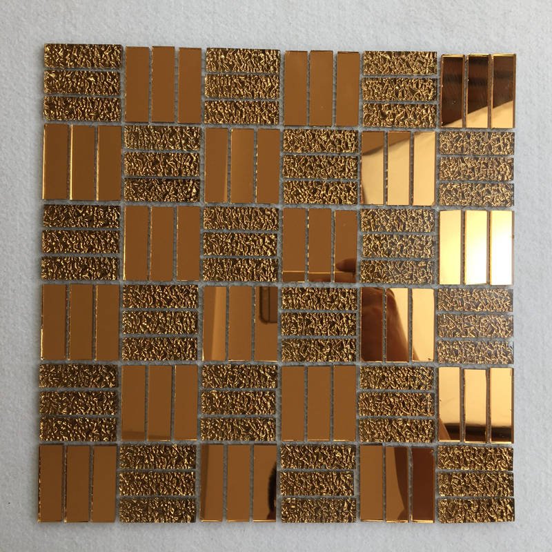 CM-ZQ-015 Copper Mixed Format Self-Adhesive Glass Mosaic Tile mosaic tile