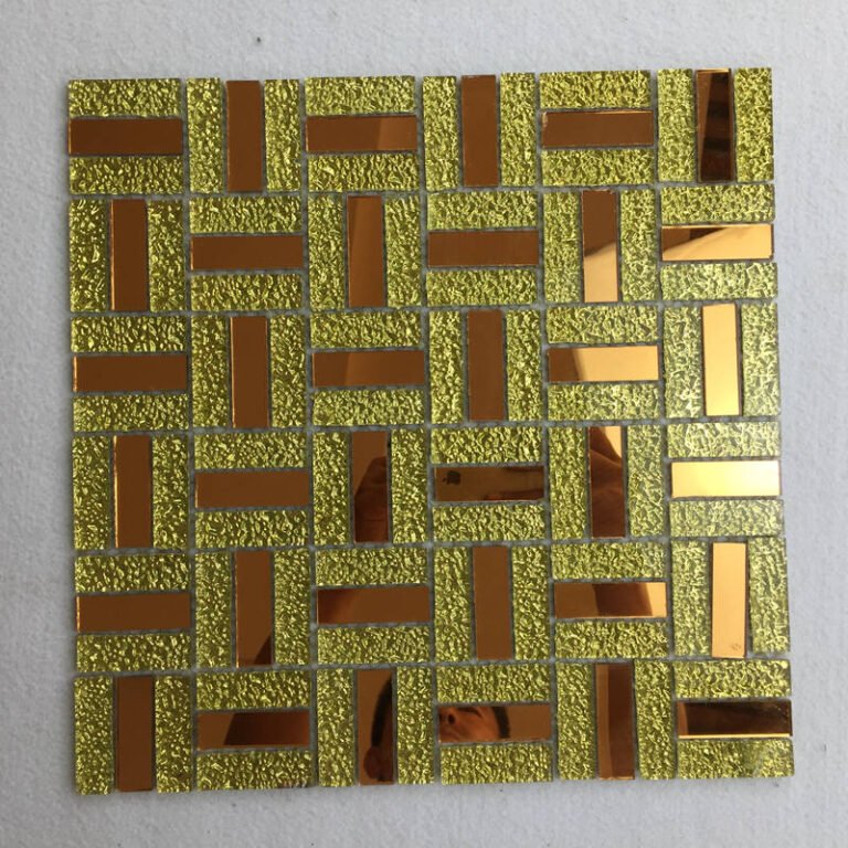 CM-ZQ-016 Gold and Copper Basketweave Self-Adhesive Glass Mosaic Tile mosaic tile