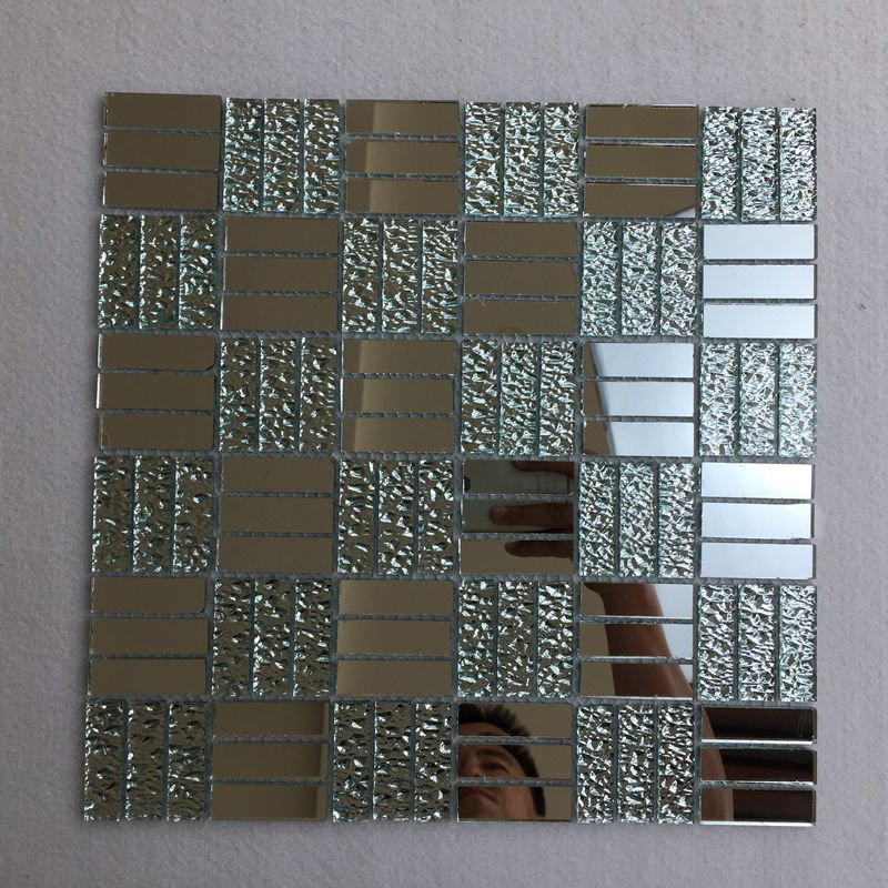 CM-ZQ-017 Silver Mixed Format Self-Adhesive Glass Mosaic Tile mosaic tile