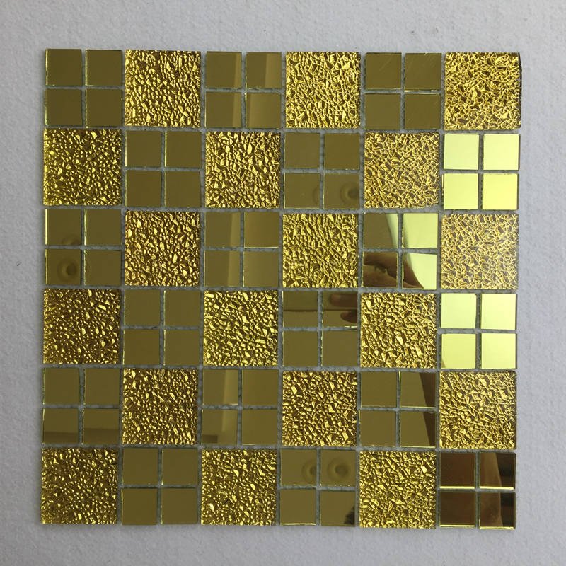 CM-ZQ-019 Gold Mixed Format Self-Adhesive Glass Mosaic Tile mosaic tile