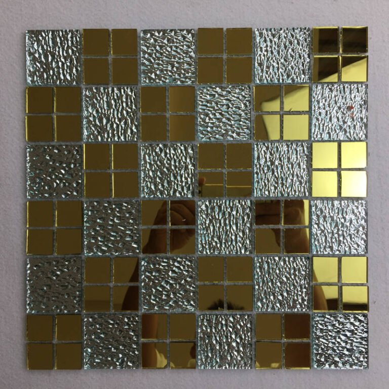 CM-ZQ-020 Silver and Gold Mixed Format Self-Adhesive Glass Mosaic Tile mosaic tile