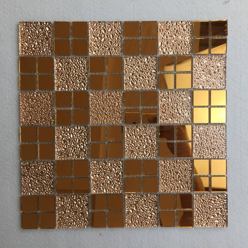 CM-ZQ-023 Copper Mixed Format Self-Adhesive Glass Mosaic Tile mosaic tile