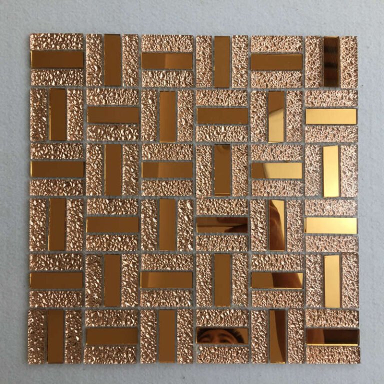 CM-ZQ-024 Rose Gold Basketweave Self-Adhesive Glass Mosaic Tile mosaic tile