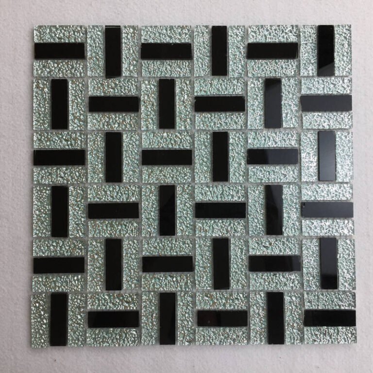 CM-ZQ-025 Black and Silver Basketweave Self-Adhesive Glass Mosaic Tile mosaic tile