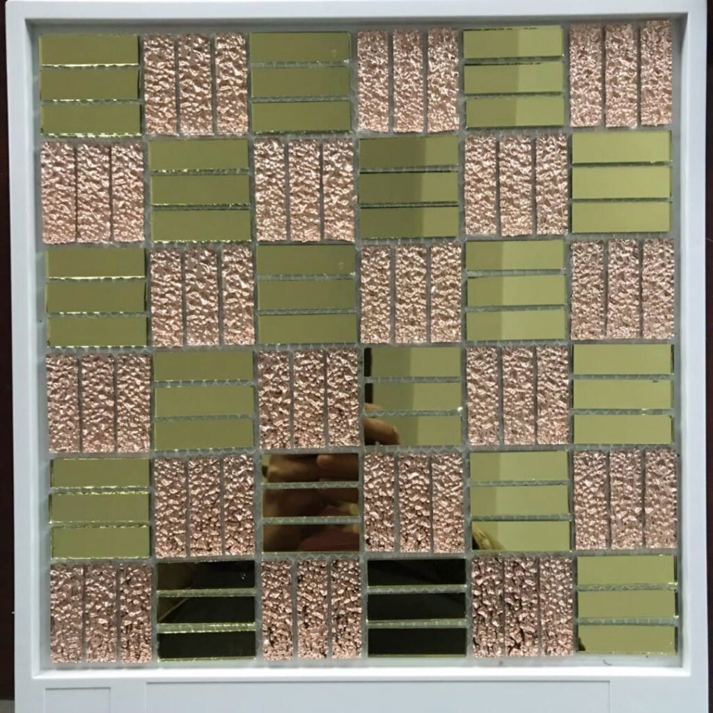 CM-ZQ-026 Rose Gold and Gold Mixed Format Self-Adhesive Glass Mosaic Tile mosaic tile