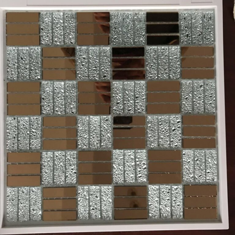 CM-ZQ-029 Silver and Bronze Mixed Format Self-Adhesive Glass Mosaic Tile mosaic tile