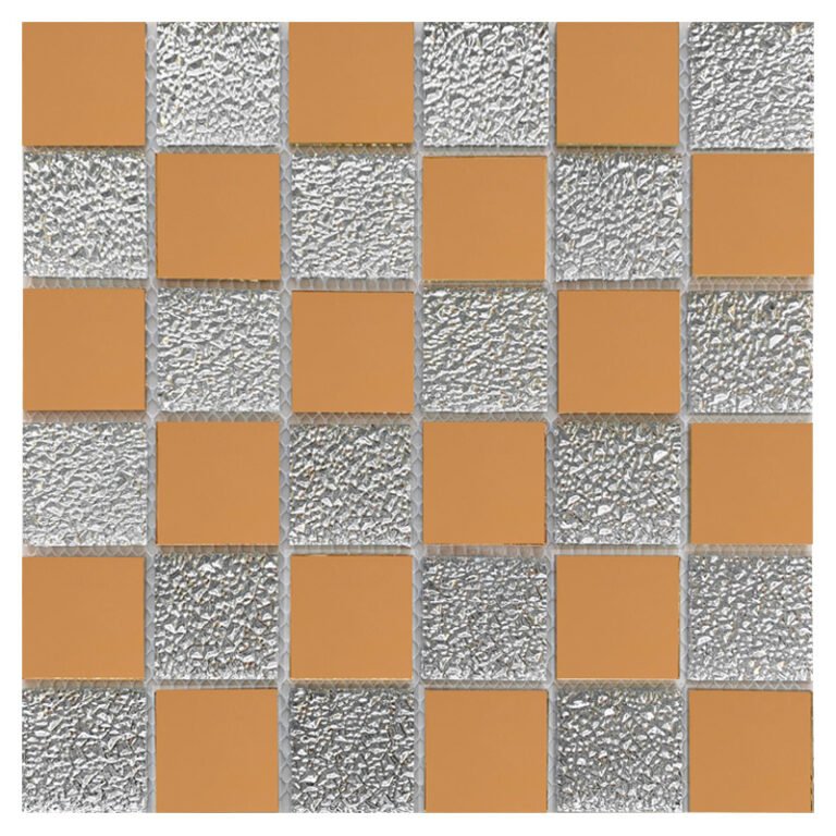 CM-ZQ-034 Copper and Silver Mixed Format Self-Adhesive Glass Mosaic Tile mosaic tile