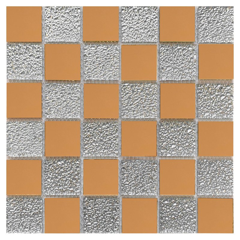 CM-ZQ-034 Copper and Silver Mixed Format Self-Adhesive Glass Mosaic Tile mosaic tile