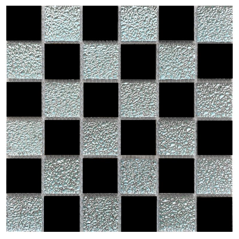 CM-ZQ-035 Black and Silver Mixed Format Self-Adhesive Glass Mosaic Tile mosaic tile