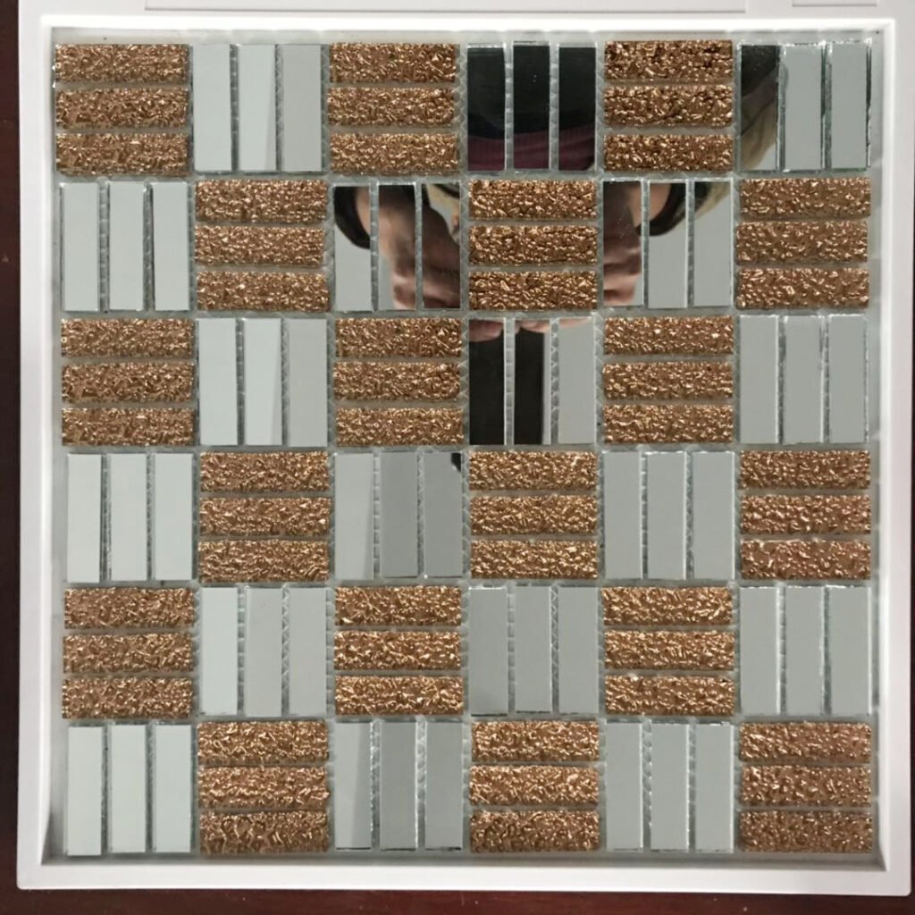 CM-ZQ-041 Rose Gold and Silver Mixed Format Self-Adhesive Glass Mosaic Tile mosaic tile