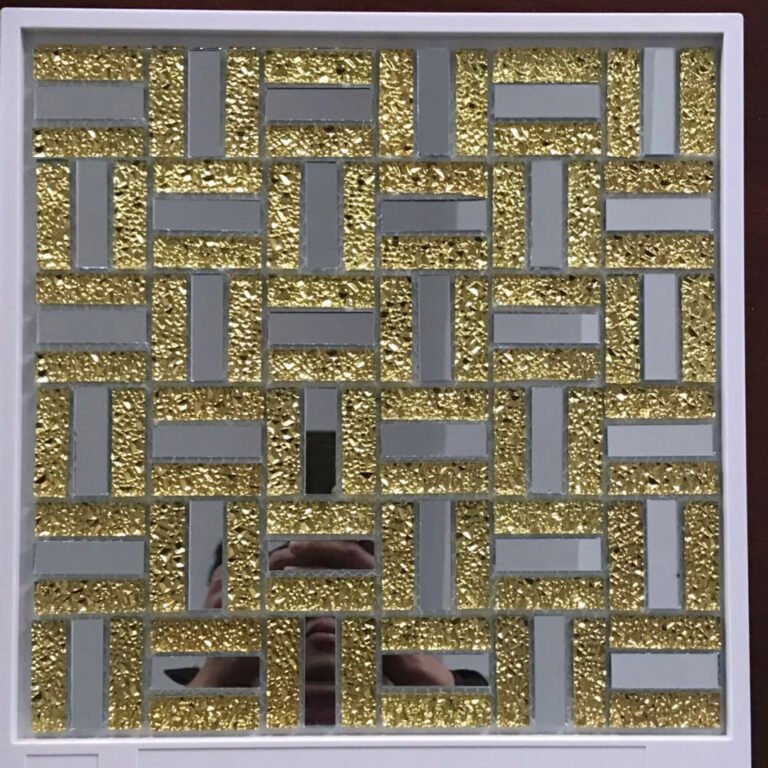 CM-ZQ-045 Gold and Silver Basketweave Self-Adhesive Glass Mosaic Tile mosaic tile