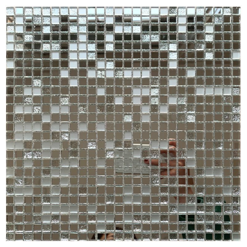 CM-ZQ-048 Silver Mini Square Self-Adhesive Glass Mosaic Tile mosaic tile