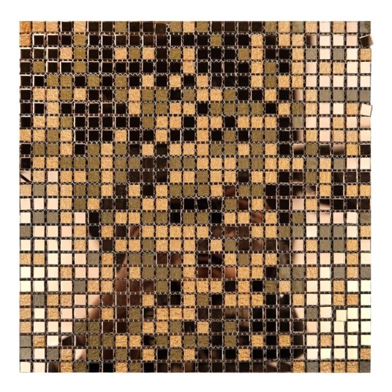 CM-ZQ-049 Gold and Black Mini Square Self-Adhesive Glass Mosaic Tile mosaic tile