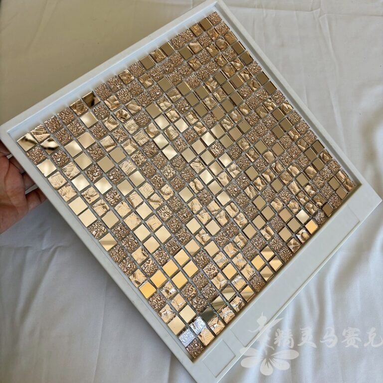 CM-ZQ-053 Rose Gold Mini Square Self-Adhesive Glass Mosaic Tile mosaic tile