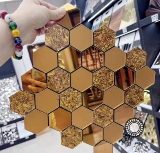 CM-ZQ-056 Copper Hexagon Self-Adhesive Glass Mosaic Tile mosaic tile