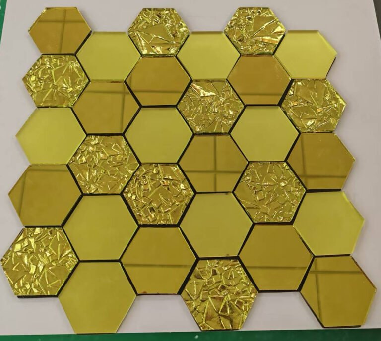 CM-ZQ-057 Gold Hexagon Self-Adhesive Glass Mosaic Tile mosaic tile