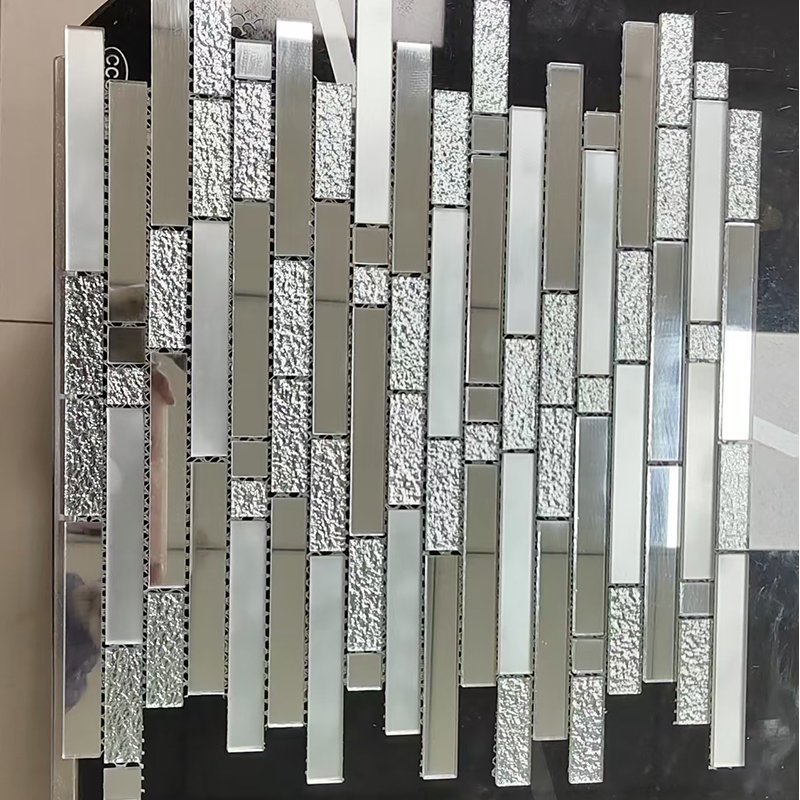 CM-ZQ-060 Silver Strip Self-Adhesive Glass Mosaic Tile mosaic tile