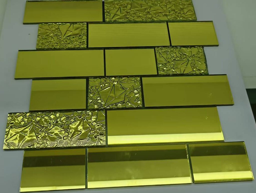 CM-ZQ-061 Gold Brick Self-Adhesive Glass Mosaic Tile mosaic tile